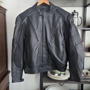 Ultra Cool "Hot Leather" Men's Black Jacket XL Padded Zip Out Liner Motorcycle